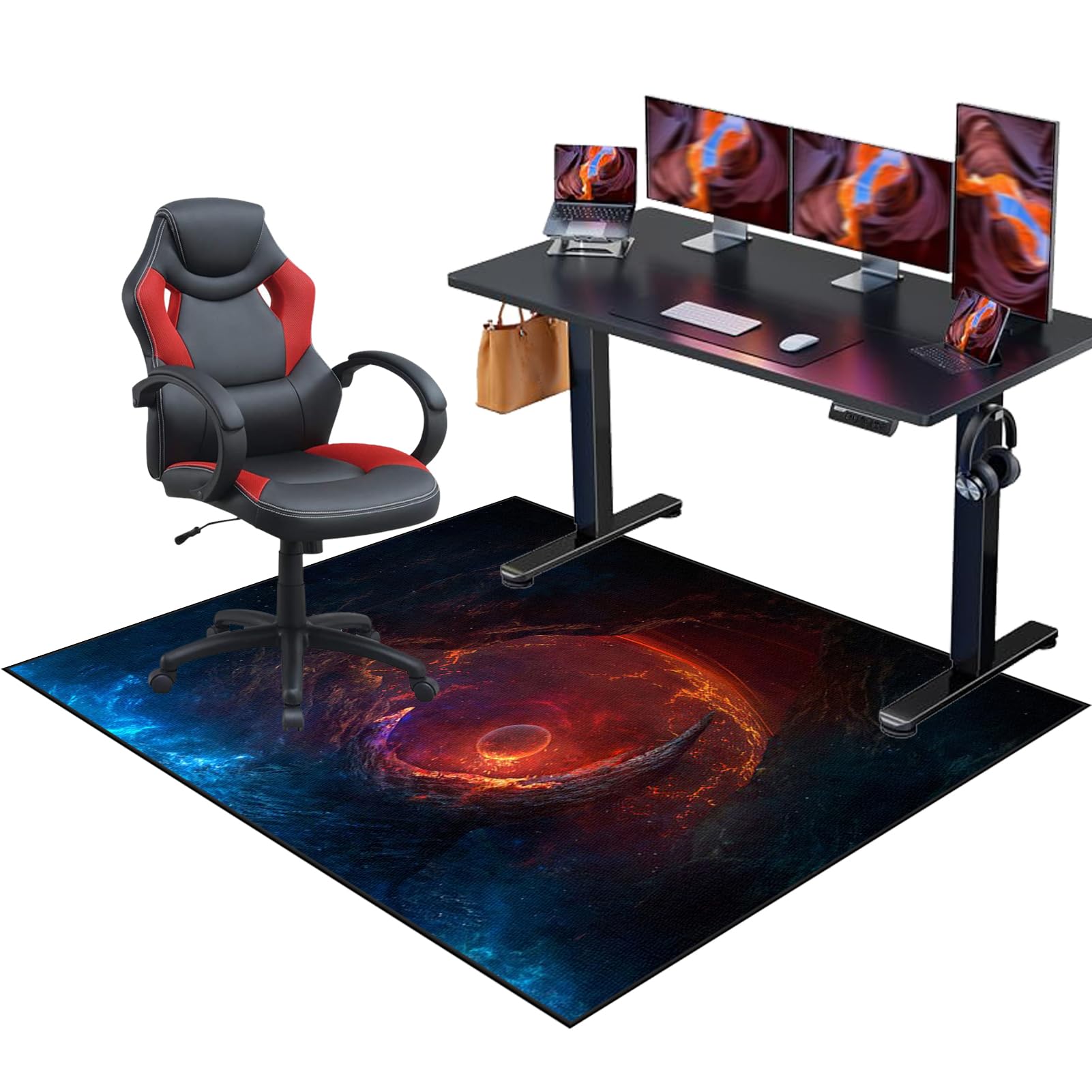 Tapis gaming sol pour sols durs et protection de sol bureau de 120 x 140 cm