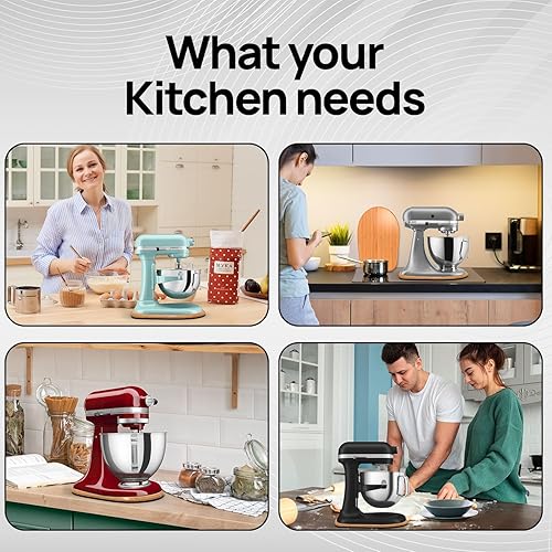 Miniatura 5 de Ibyx Bandeja deslizante de bambú para batidora de pie Kitchenaid de 4.5 cuartos de galón  Alfombrilla deslizante de cocina sin esfuerzo para