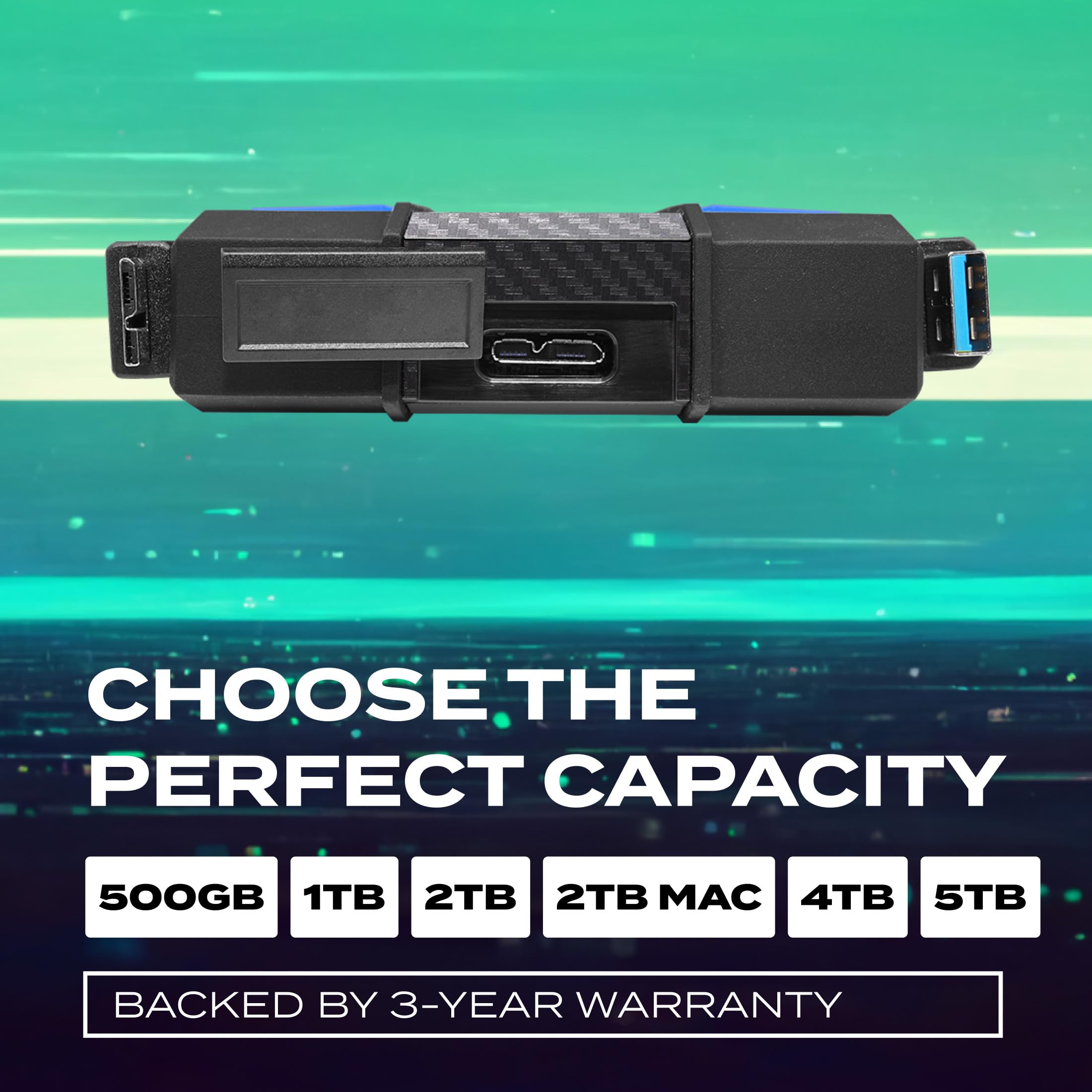 ADATA SE770G SSD Esterno 2TB Portatile Con Illuminazione RGB, USB 3.2 Gen 2 Type-C, Per Gaming E Editing Video