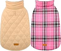 Vista 9 de Kuoser - Abrigo impermeable de invierno para perro, chaqueta reversible estilo británico, ropa para perro a cuadros, abrigo de nieve acogedor