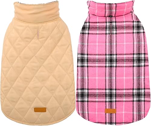 Kuoser - Acogedor chaleco de invierno para perro, impermeable, resistente al viento, reversible, estilo británico, abrigo cálido para perros, para