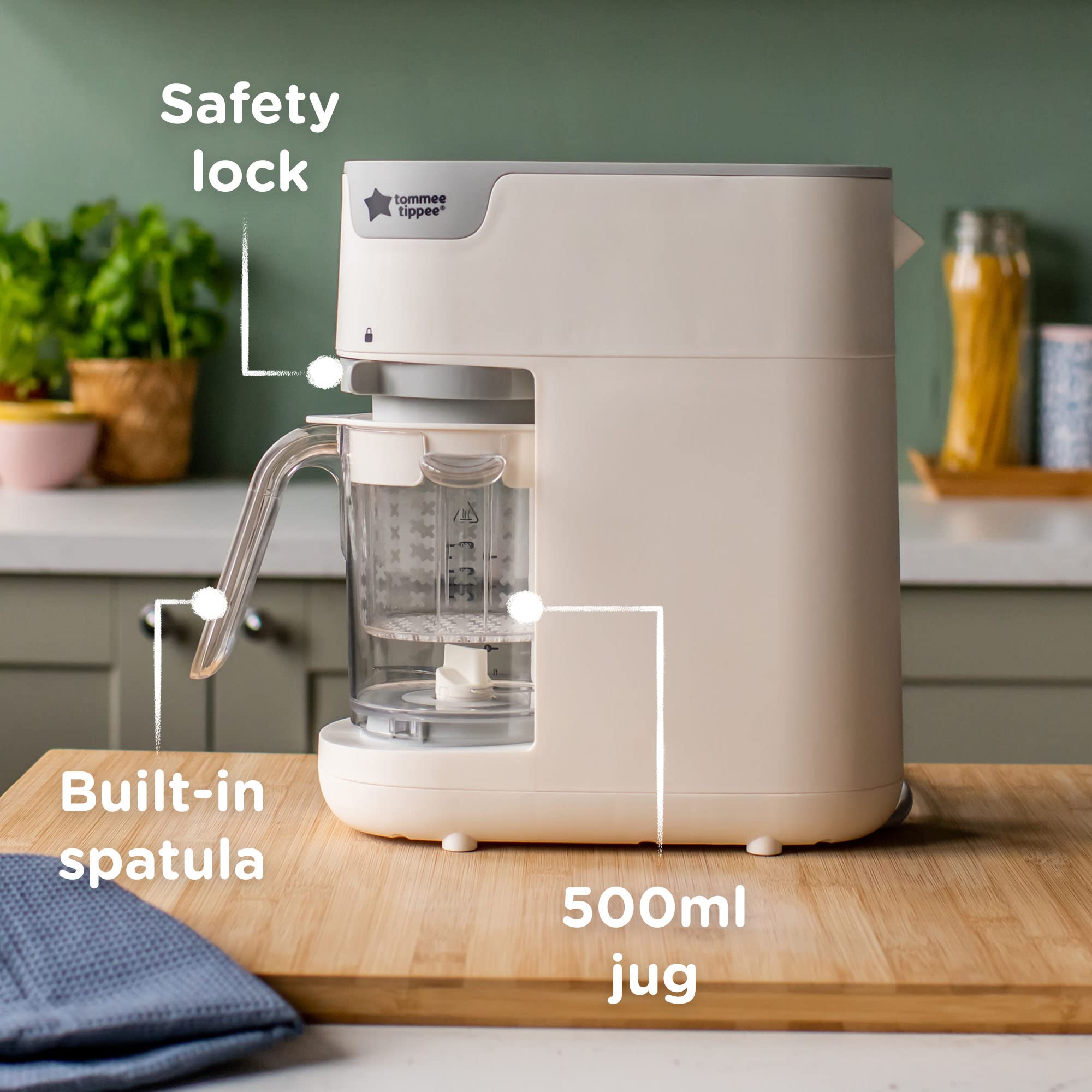 Quick Cook 6 en 1 Máquina para preparar alimentos para bebés con funciones de vapor, licuar, picar, recalentar, descongelar y esterilizar, perfecta para el destete del bebé, capacidad de 500 ml