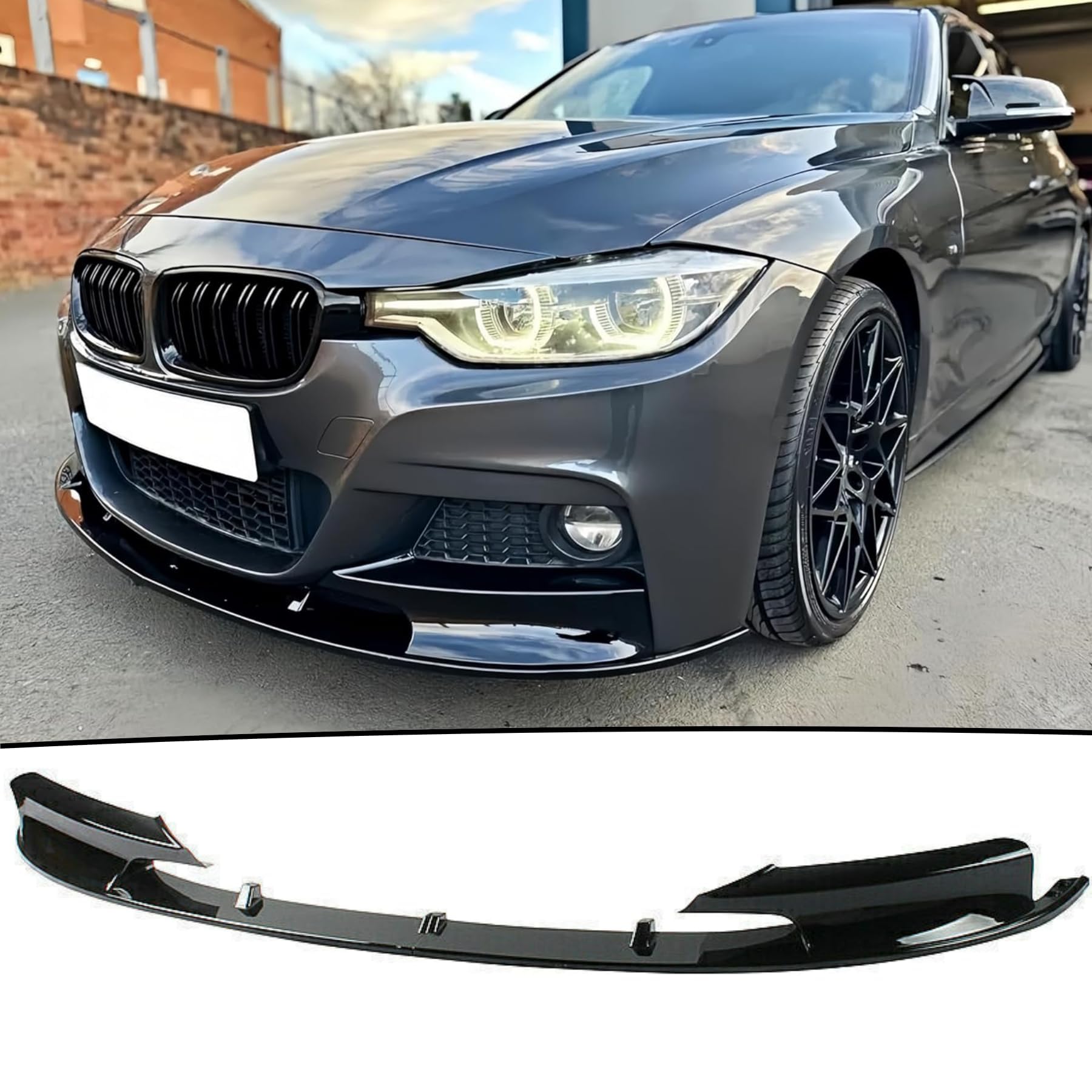 Auto Frontlippe Frontspoiler für BMW 3 Series F30 F31 M Sport 2012-2018, Frontstoßstangen Lippenkörper Autoteile Autoantikollisionsschutz