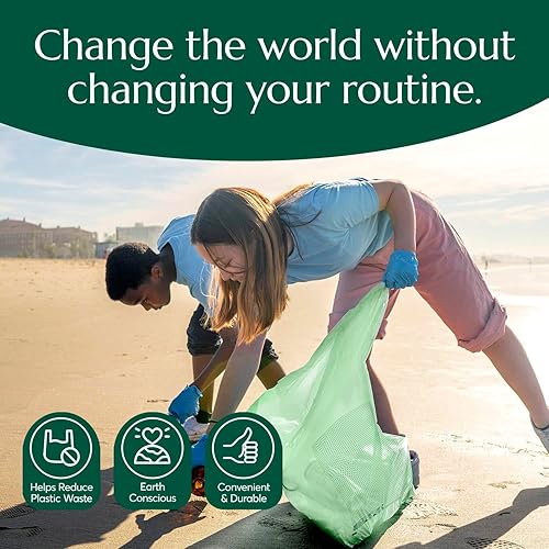 Miniatura 8 de Cleanomic Bolsas de basura compostables* con cordón (13 galones, 25 unidades, alto), certificación BPI para abono de cocina