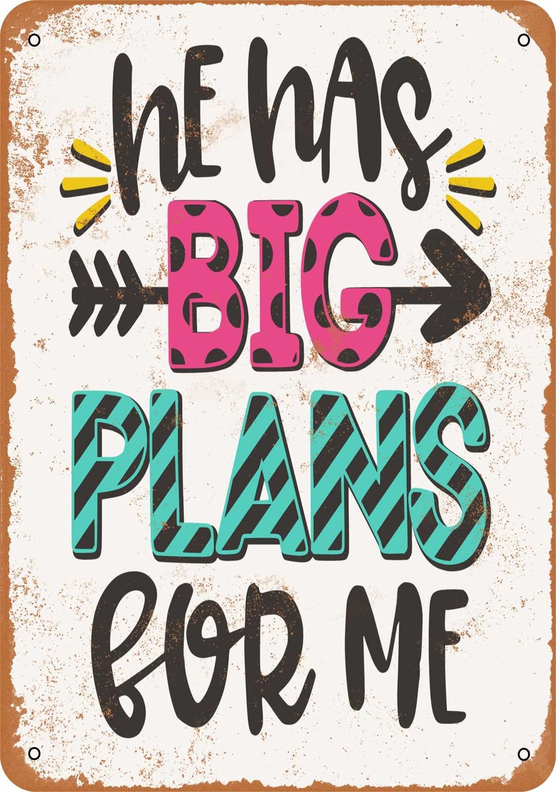 Miaomansenstore Metal Sign - He Has Big Plans For Me - Vintage Look Home Decor