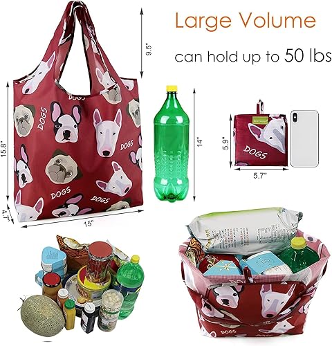 Vista 100 de BeeGreen Bolsa de viaje plegable reutilizable para regalo, bolsas de comestibles reutilizables, grandes regalos de vacaciones, bolsa de tela