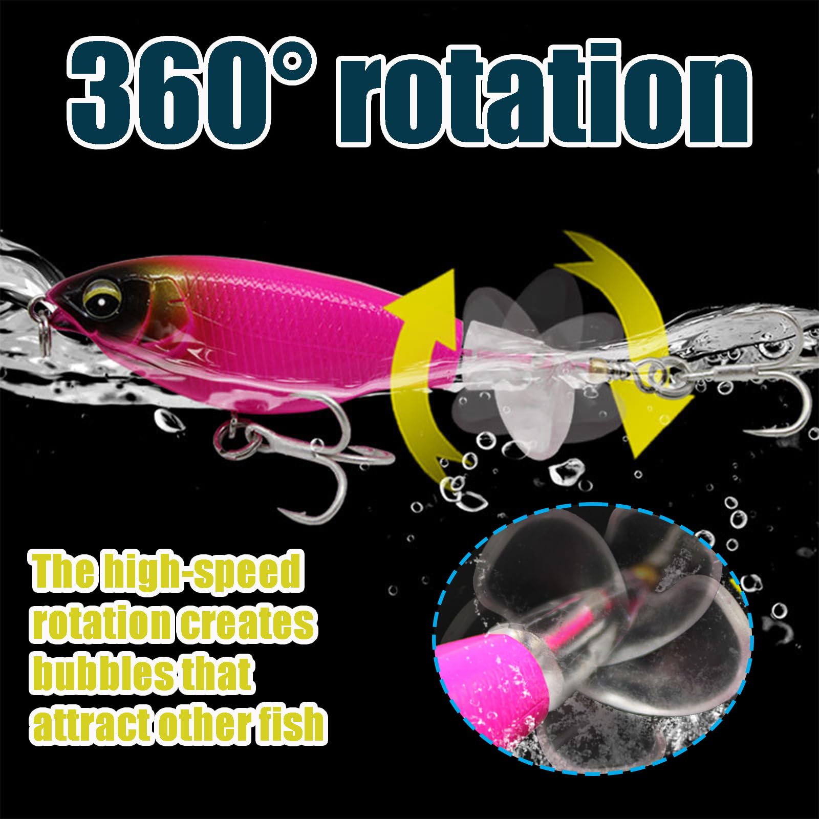 Señuelos Topwater Pesca Trucha Plástico Flotante Cola Giratoria Cebo Duro Agua Dulce Salada