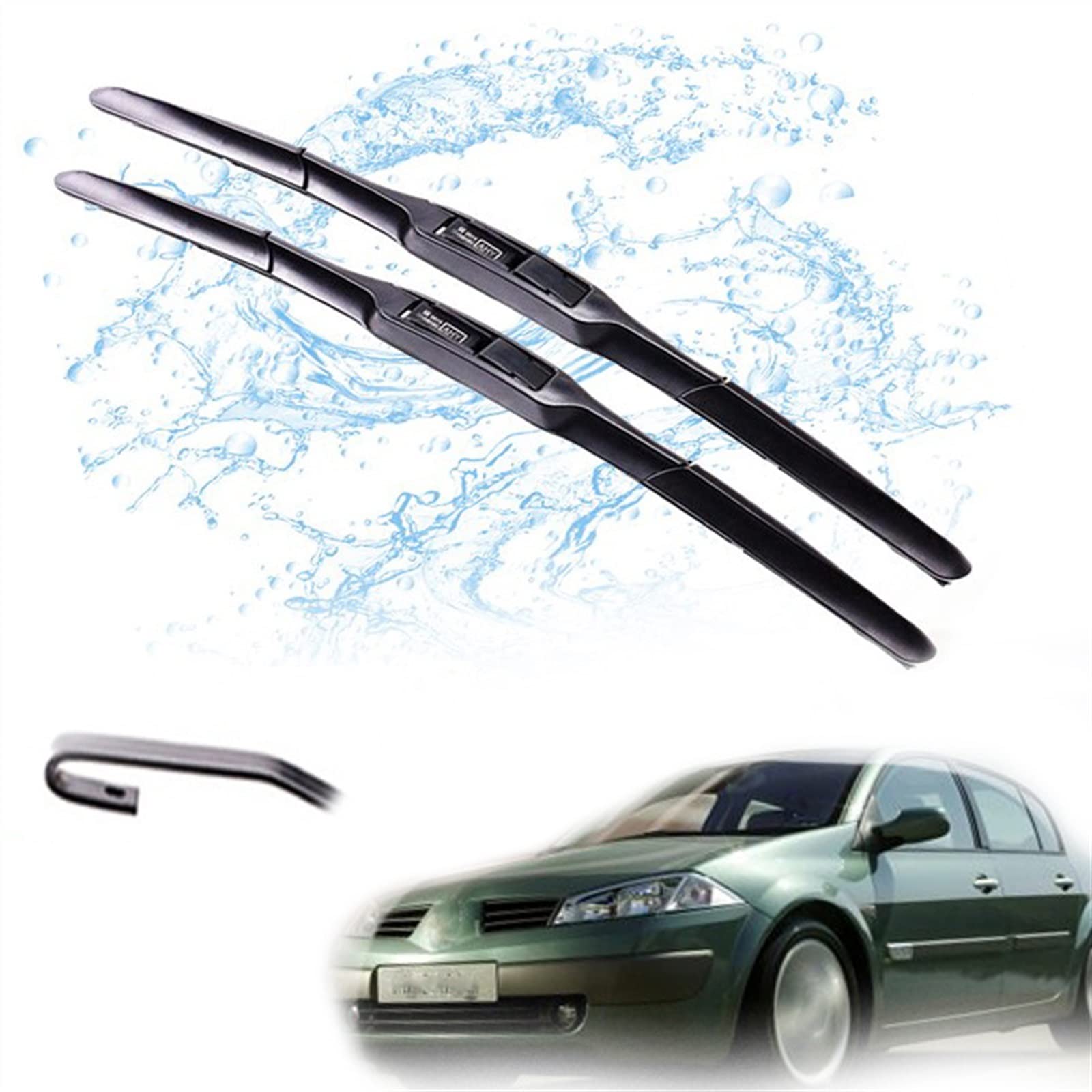 Balais d'essuie-glace pour Megane MK2 2002-2006 | Pack avant 24" 18"