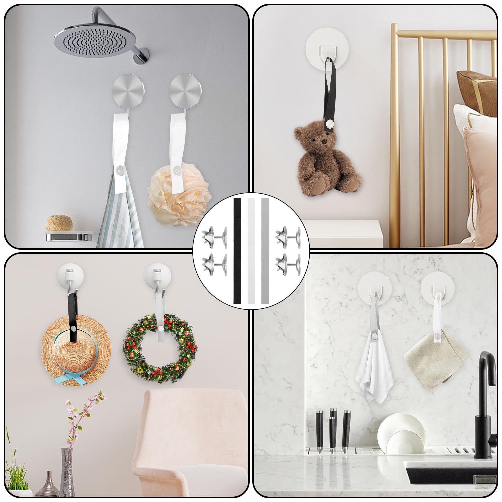 30 ganci per asciugamani con clip in metallo, 3 colori per asciugamani, senza cuciture, clip per asciugamani da bagno, stracci, vestiti (nero, bianco, grigio)