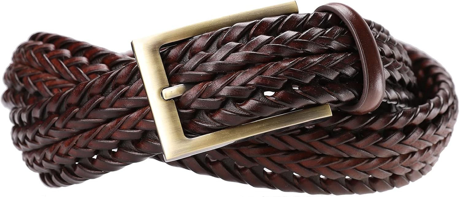 Fashion Men's Braided Belt Leather Strap for Jeans