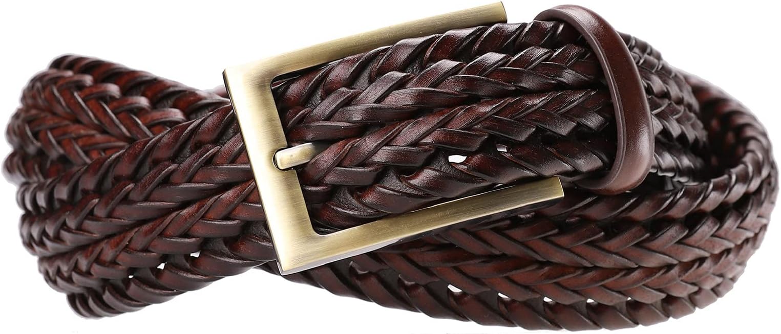 Fashion Men's Braided Belt Leather Strap for Jeans