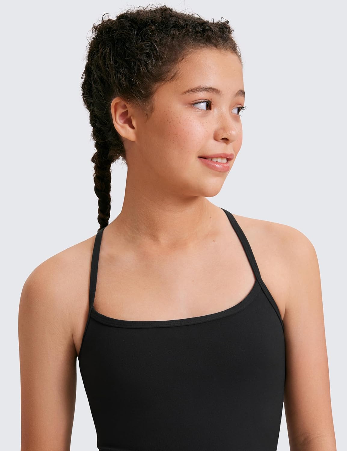CRZ YOGA Girls Butterluxe Double Lined Camisole Crop Tank Tops - Dance Yoga Athletic Casual Spaghetti Y Back Kids Teen - Image 3