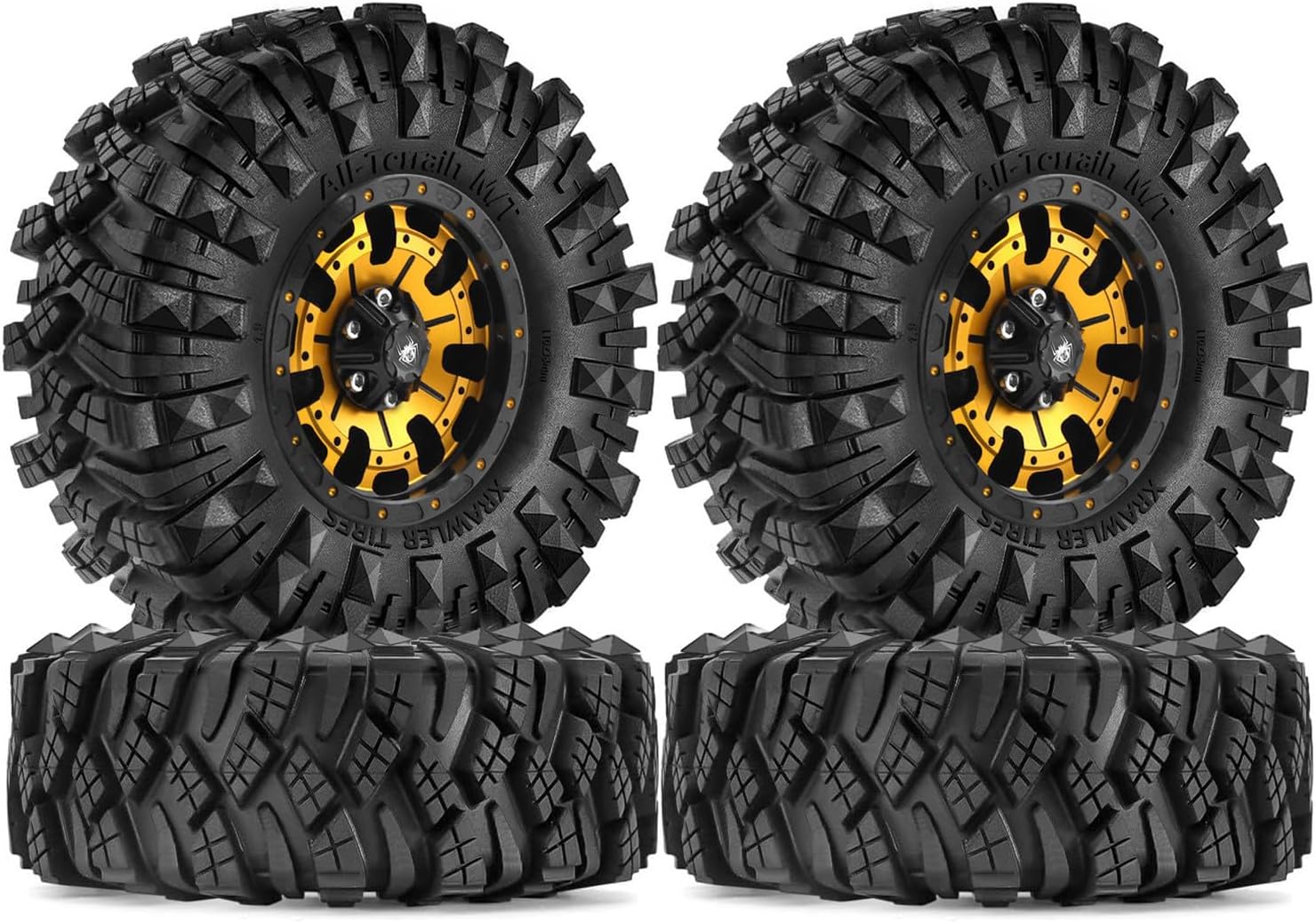 1.9 Crawler Tires And Beadlock Wheels Rims OD 110mm 1/10 RC Soft Rubber Mud Slingers Tyres For 1:10 Scale RC Rock Crawler Car Traxxas TRX4 Axial SCX10 II RC4WD D90 TF2 Tamiya CC01 Gen8 4PCS