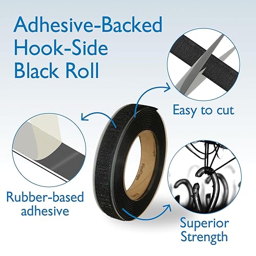 Miniatura 3 de HL74-R/BLK07515H HL74-R Solo rollos de gancho con respaldo adhesivo: 3/4" x 15 pies, negro