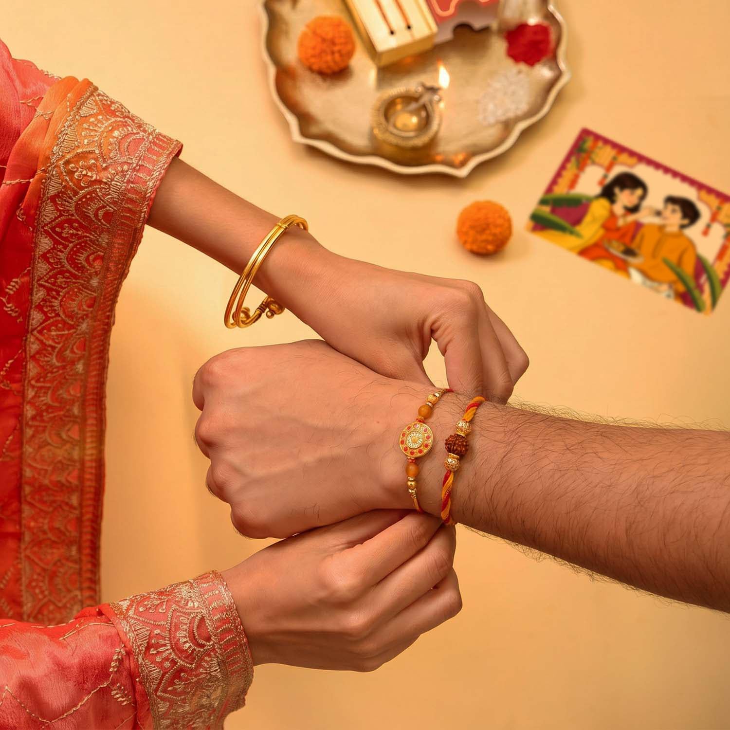 Bandhan - 10-Item Rakhi Gift Hamper for brother with set of 2 Premium Rakhis, Chocolate Coated Cashews & Almonds, Hazelnut Dry-Fruit Laddoos | Rakhi for Brother with Gift Combo Set by Eat Better Co 4