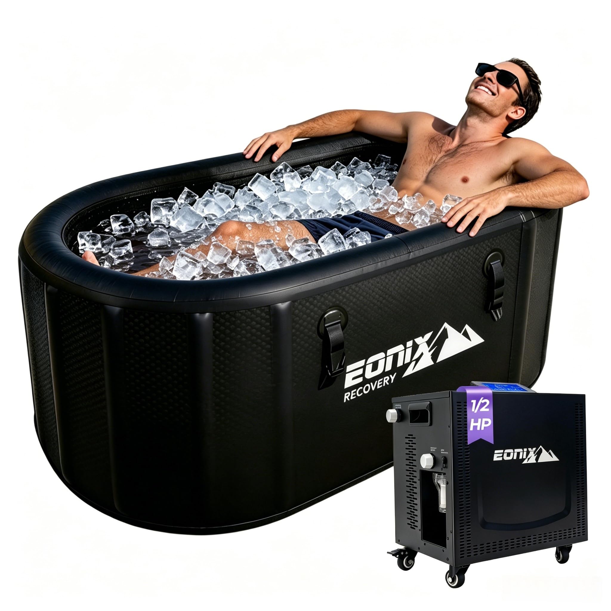 152 Gal Inflatable Cold Plunge Tub & 1/2 HP Chiller for Recovery