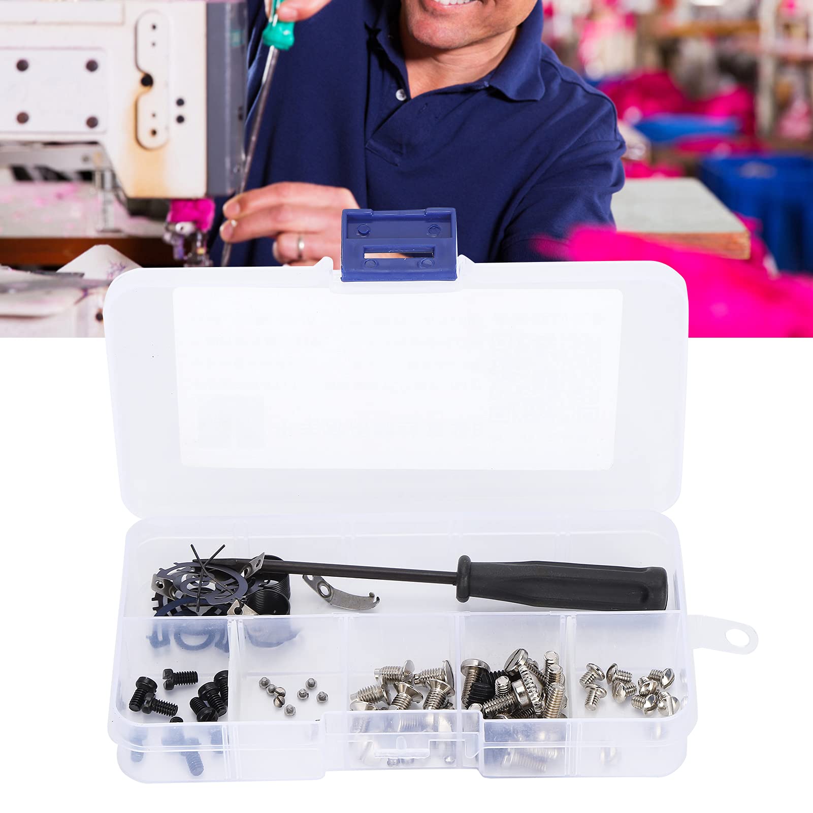 2 Juegos De Tres Esquinas De Calibre Con Tornillos Para Máquina De Coser Industrial # 25873