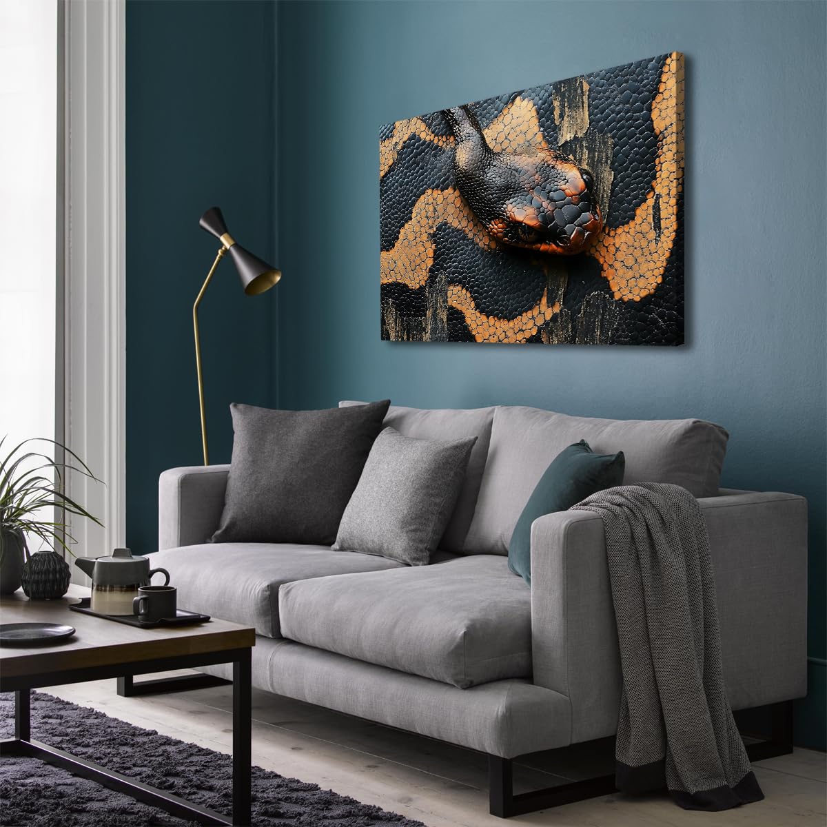 UIRINGART Snake Canvas Wall Art Print Snake Texture Printing Modern Canvas Pictures Art Art Poster Gad Painting For Living Room Bedroom Home Decor 80x125cm