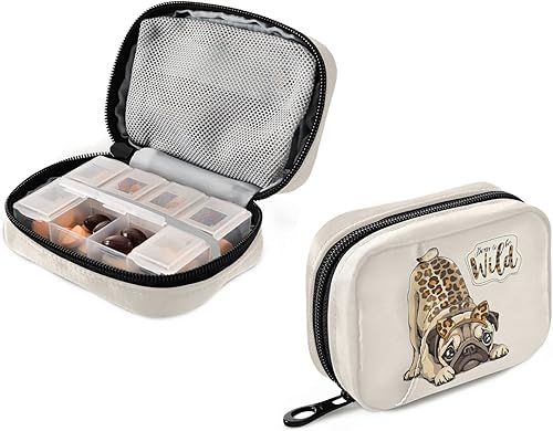 Miniatura 8 de Tarity Divertida guitarra de mapache organizador semanal de píldoras con bolsa, caja de 7 días, contenedor grande para medicina de viaje,