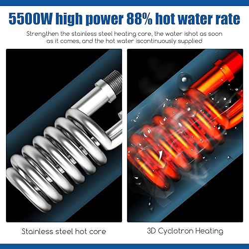 Miniatura 5 de Calentador de agua eléctrico instantáneo para baño, 5500 W, 220 V, para toda la casa con cabezal de ducha, juego de calor de agua portátil, mini