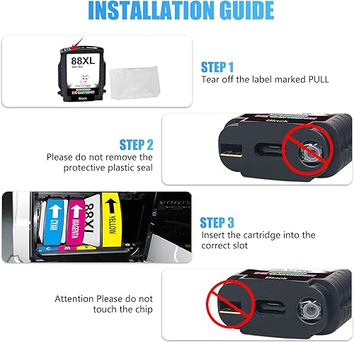 Miniatura 4 de Miss Deer 88XL Cartucho de tinta compatible con alto rendimiento para HP 88 XL 88XL, funciona con Officejet Pro K5400 K550 K8600 L7480 L7550 L7580
