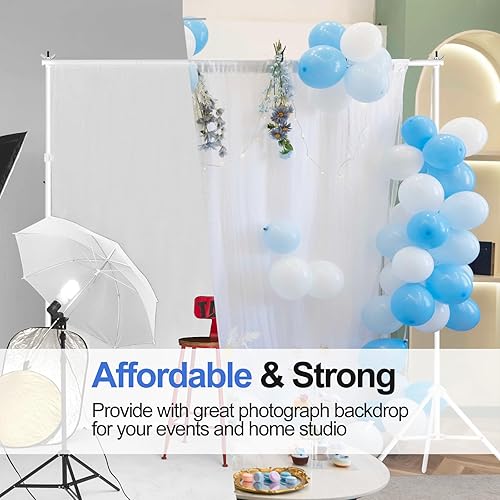 Miniatura 6 de EMART Soporte de fondo ajustable de 10 x 7 pies (ancho x alto) para estudio fotográfico con 2 barras transversales, 8 abrazaderas de telón de fondo,