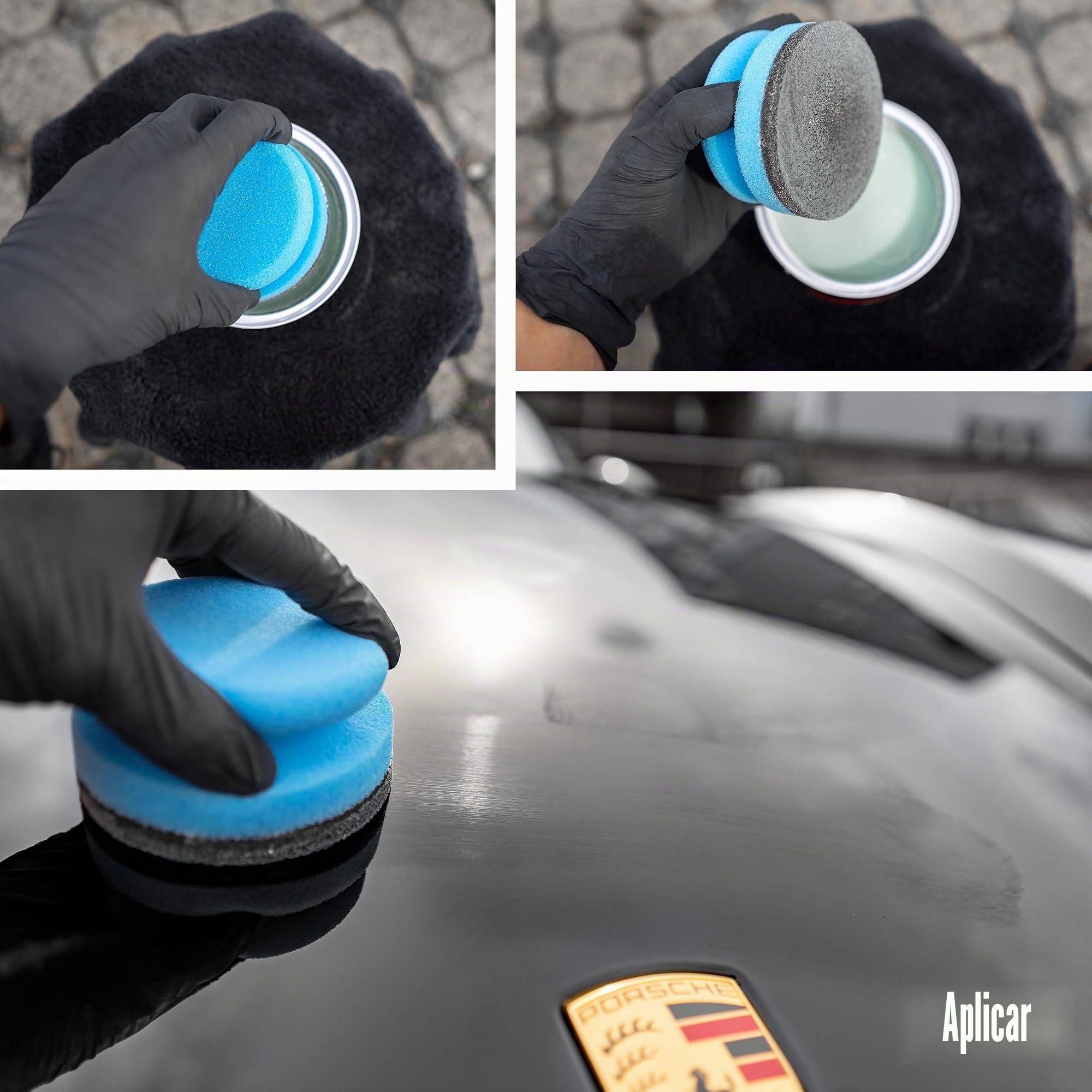 detailmate Soft99 - Set de refuerzo de cera y brillo (Soft 99, New Fusso Coat 12 meses Wax Dark, FussoCoat Speed & Barrier Quick Detailer, esponja aplicadora, paño de pulido y paño de pelo corto)