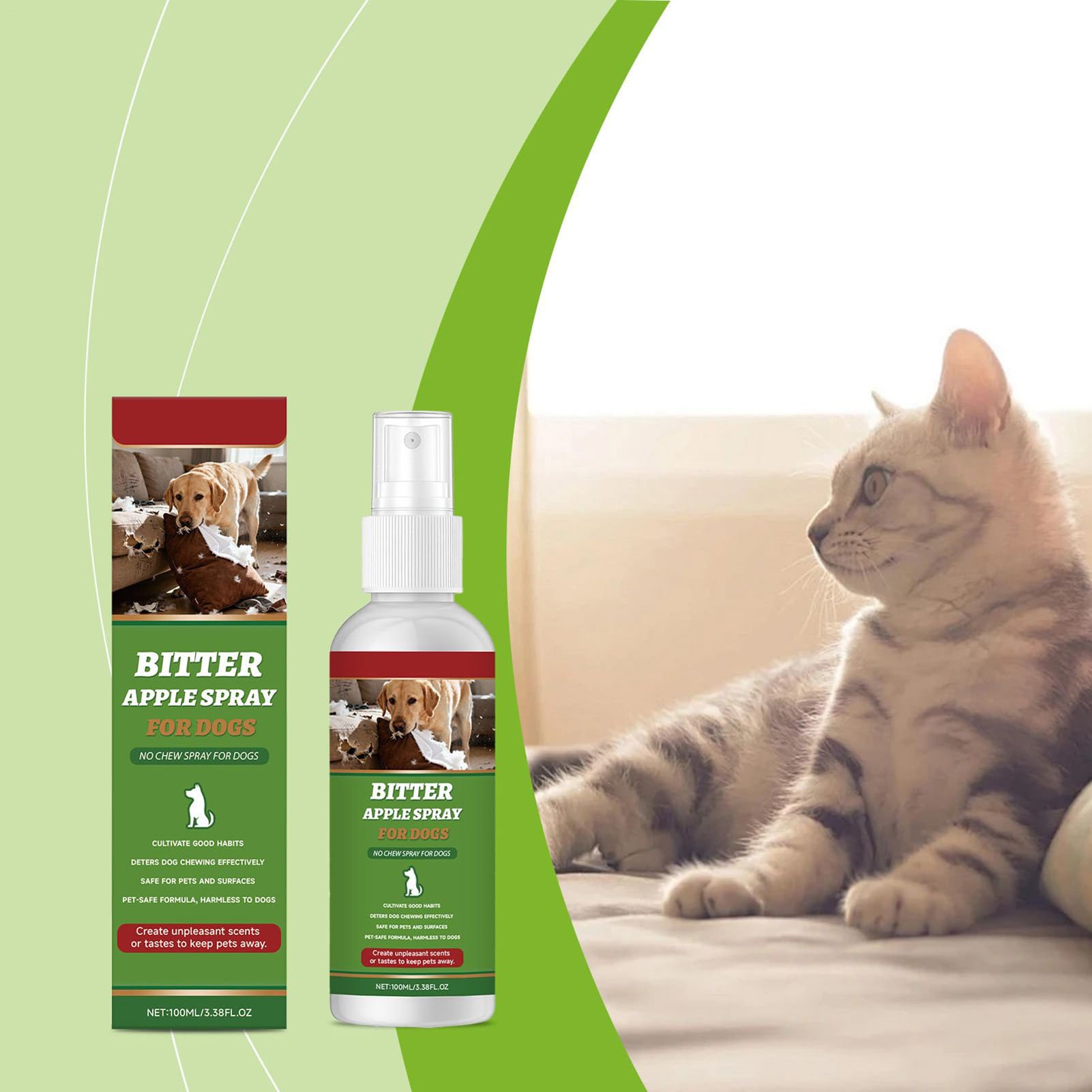 Spray Amaro Per Cani - Protezione Da Bocconcini Da 100 Ml | Spray Antimasticazione, Spry Contro Il Comportamento Masticatorio Dei Cani Per Mobili, Moquette, Patio, Bidoni Della Spazzatura, Interni Ed