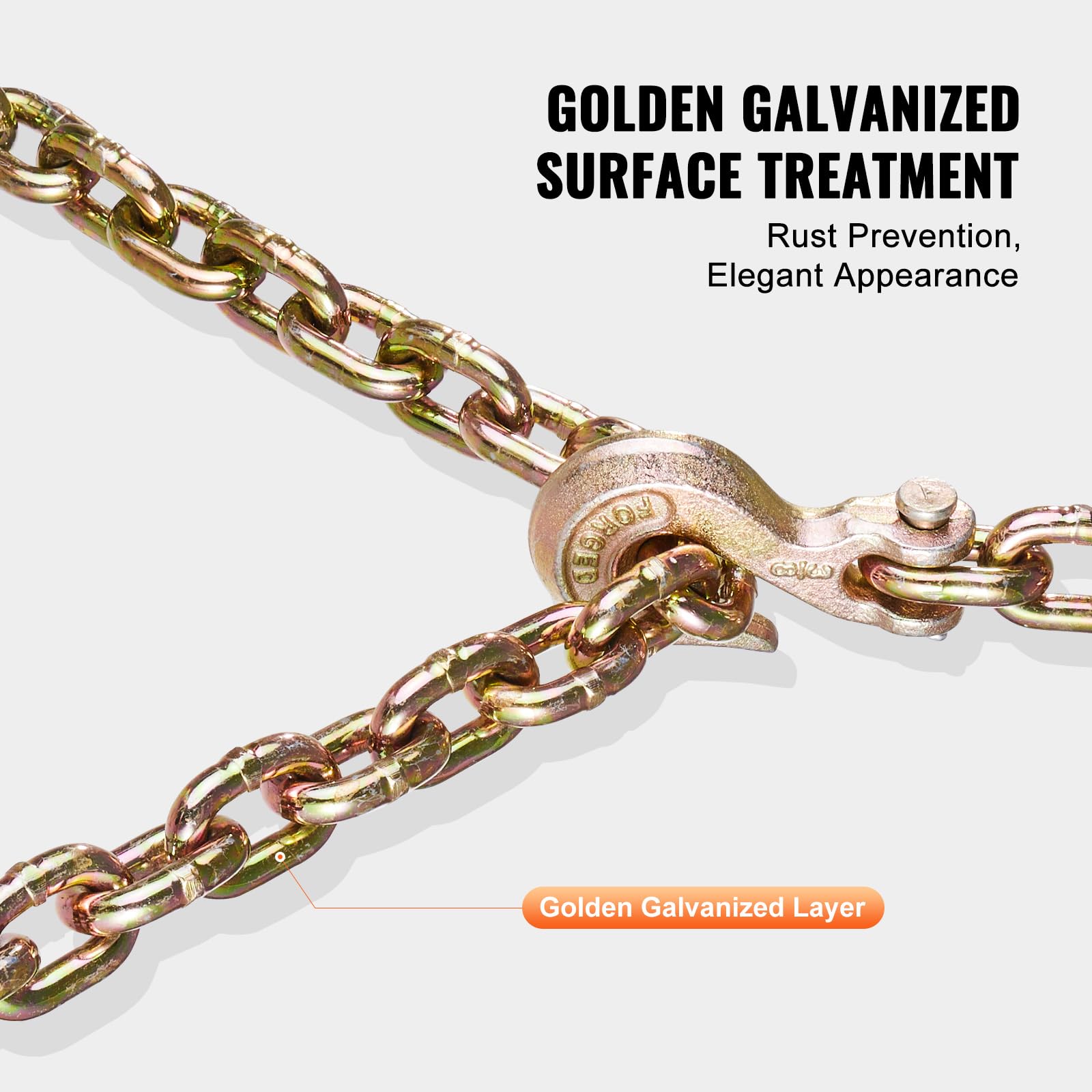 VEVOR Catena di Traino con Ganci a Forcella 2 Pezzi Catene di Trasporto G80 10 mm x 316 cm, Carico Catena per Tronchi 3,22 Tonnellate, per Fissaggio di Attrezzature per Carro Attrezzi