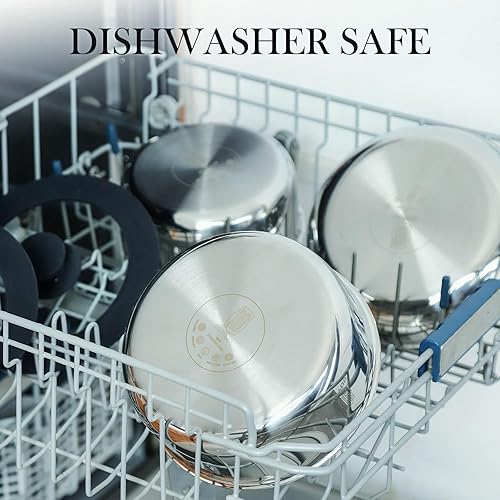 Miniatura 6 de ROYDX - Juego de utensilios de cocina de acero inoxidable, ollas y sartenes con asas extraíbles, uso en horno de inducción eléctrico de gas,