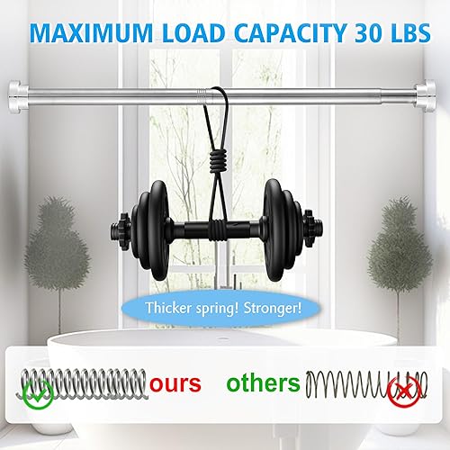 Miniatura 5 de Barra de cortina de ducha empalmada de 2 secciones, barra de cortina de ducha plateada, barra de ducha ajustable de 31 a 40 pulgadas, barra de