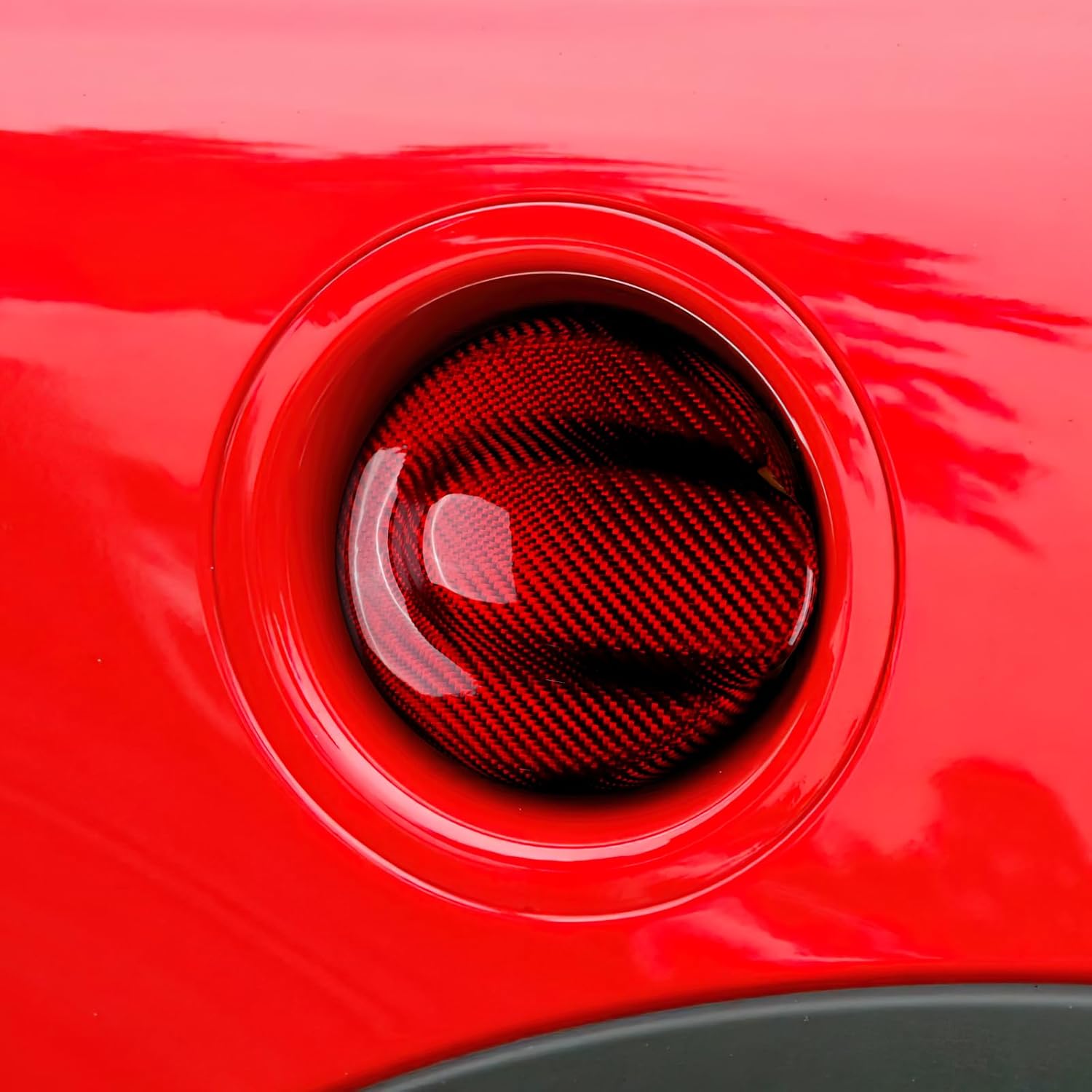 Hard Carbon Fiber Covers for Mini Cooper R55 (2007-2014), Fuel Gas Cap for R56 (2006-2013), Frame Protect Cover Decor Car Interior Exterior Accessories, Red(Convex
