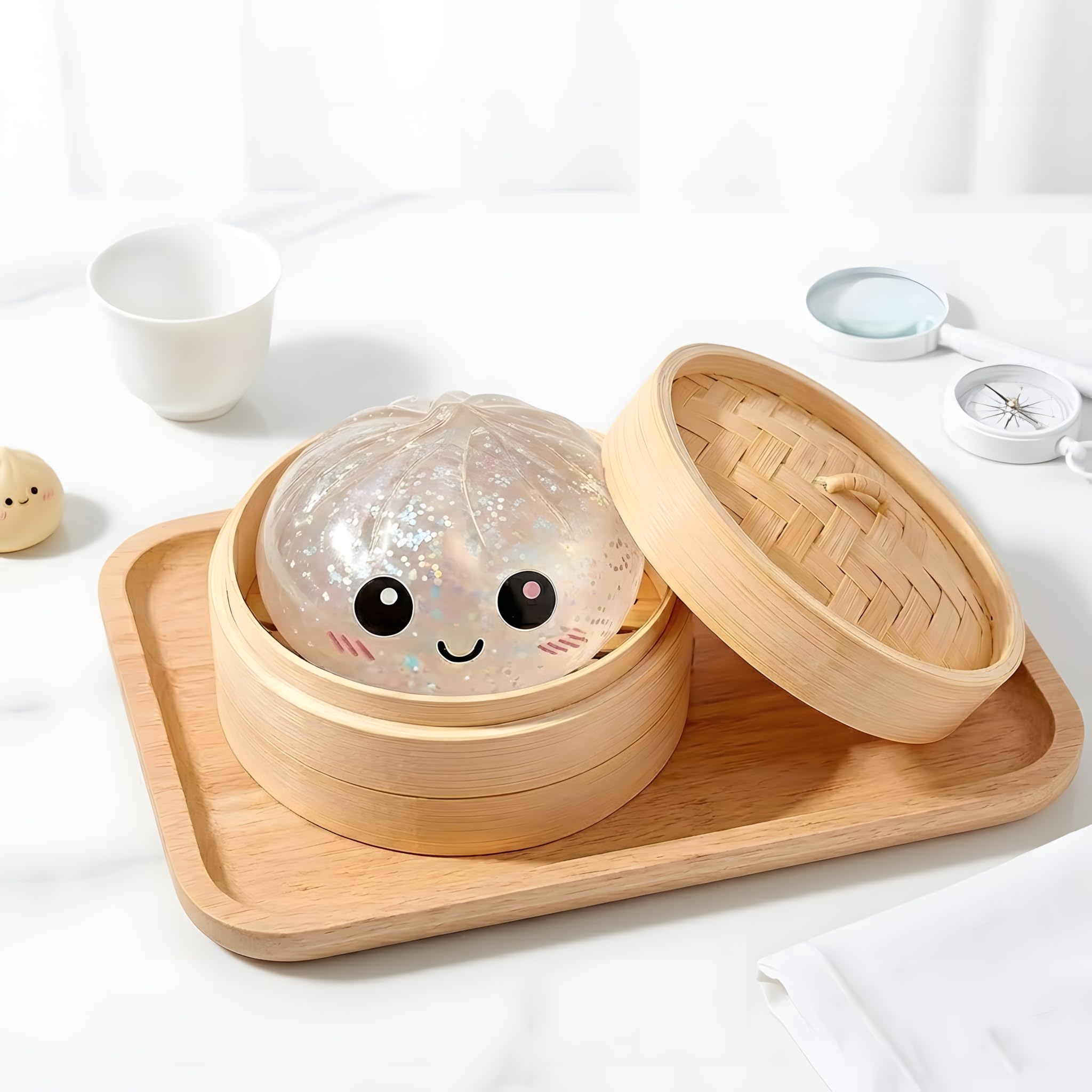 2026 New Glitter Dumpling Squishy, Mystery Dumpling Squishy with Steamer Box, Slow Rising Stress Relief Squeeze, Soft Dumpling Squishy Desk Accessory Novelty Gift — view 6