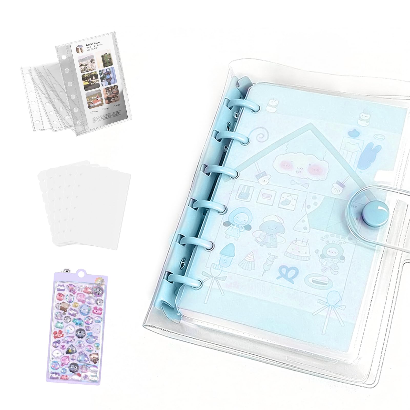 Amazon | シール帳 A7 ミニバインダー 透明 3層構造 PPシート10枚