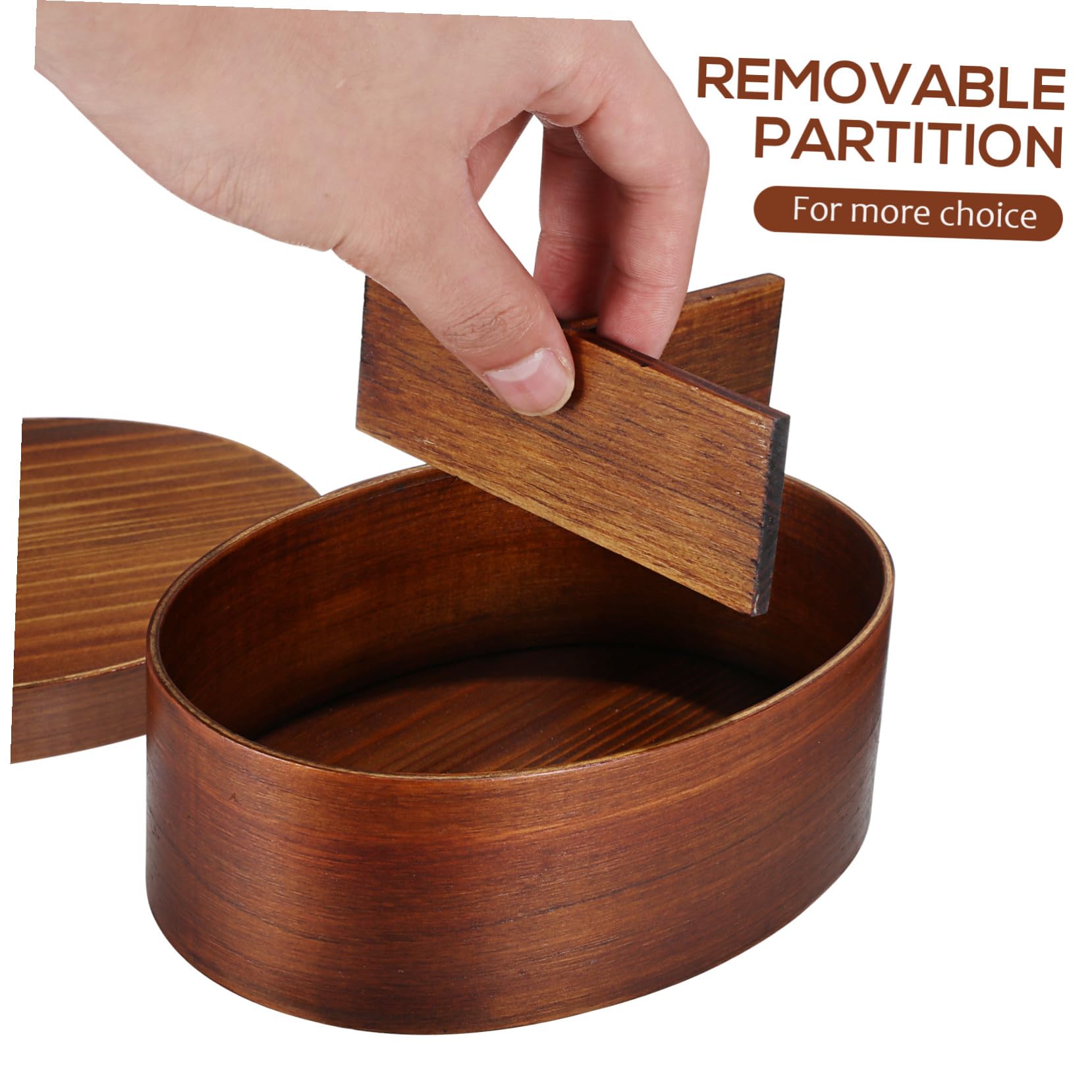 Boîte à Bento Élastique en Bois 800ml Ronde Style Japonerie Rétro Facile à Transporter pour Repas Nomades