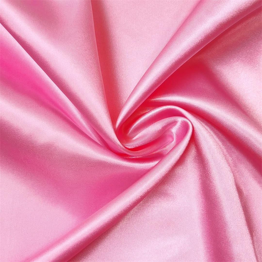 Seidiger Satin-Stoff, 1 m, 2 m, 5 m, für Schals, Bastelarbeiten, Rosa, Rot