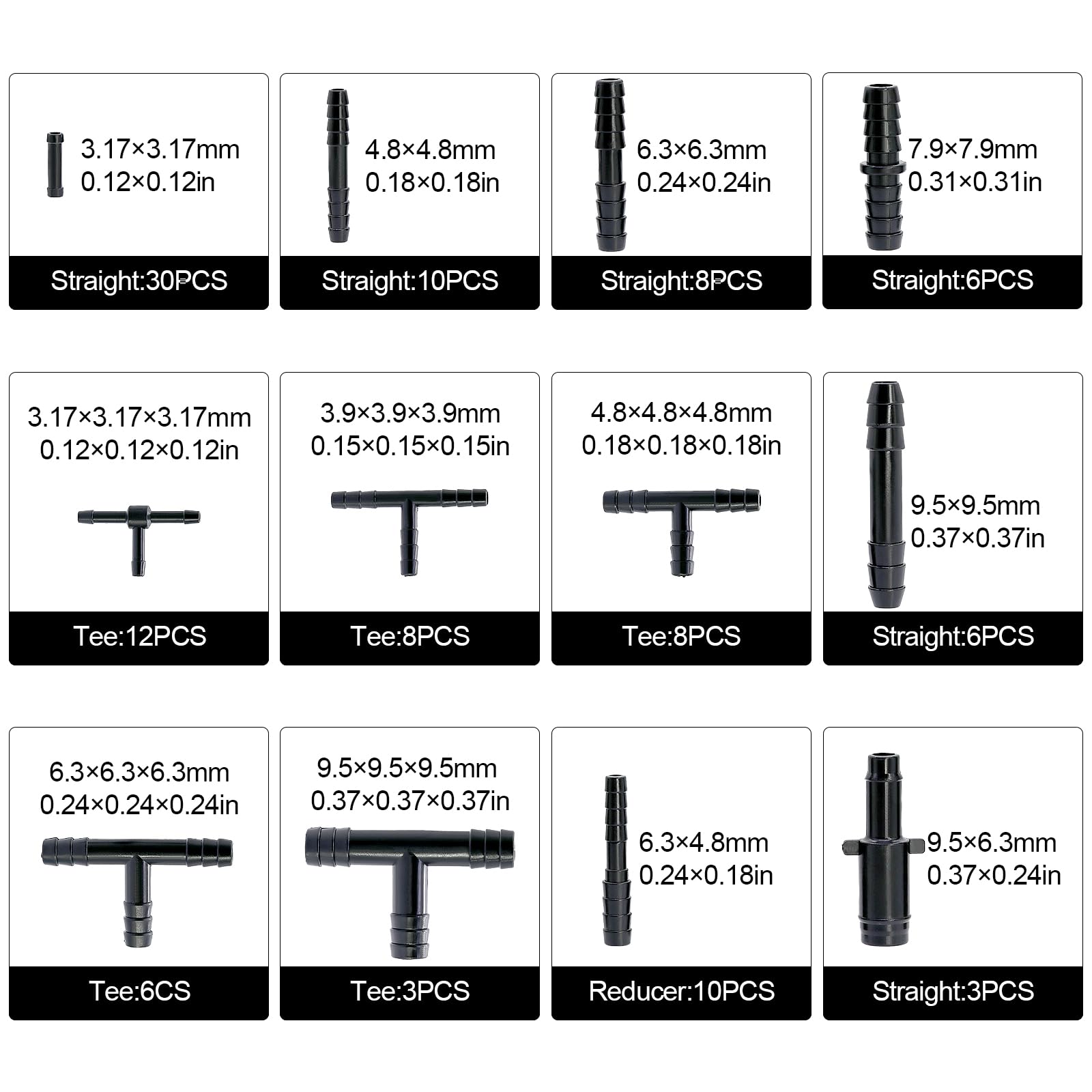 113 stuks T slangaansluitingen set, T-connector