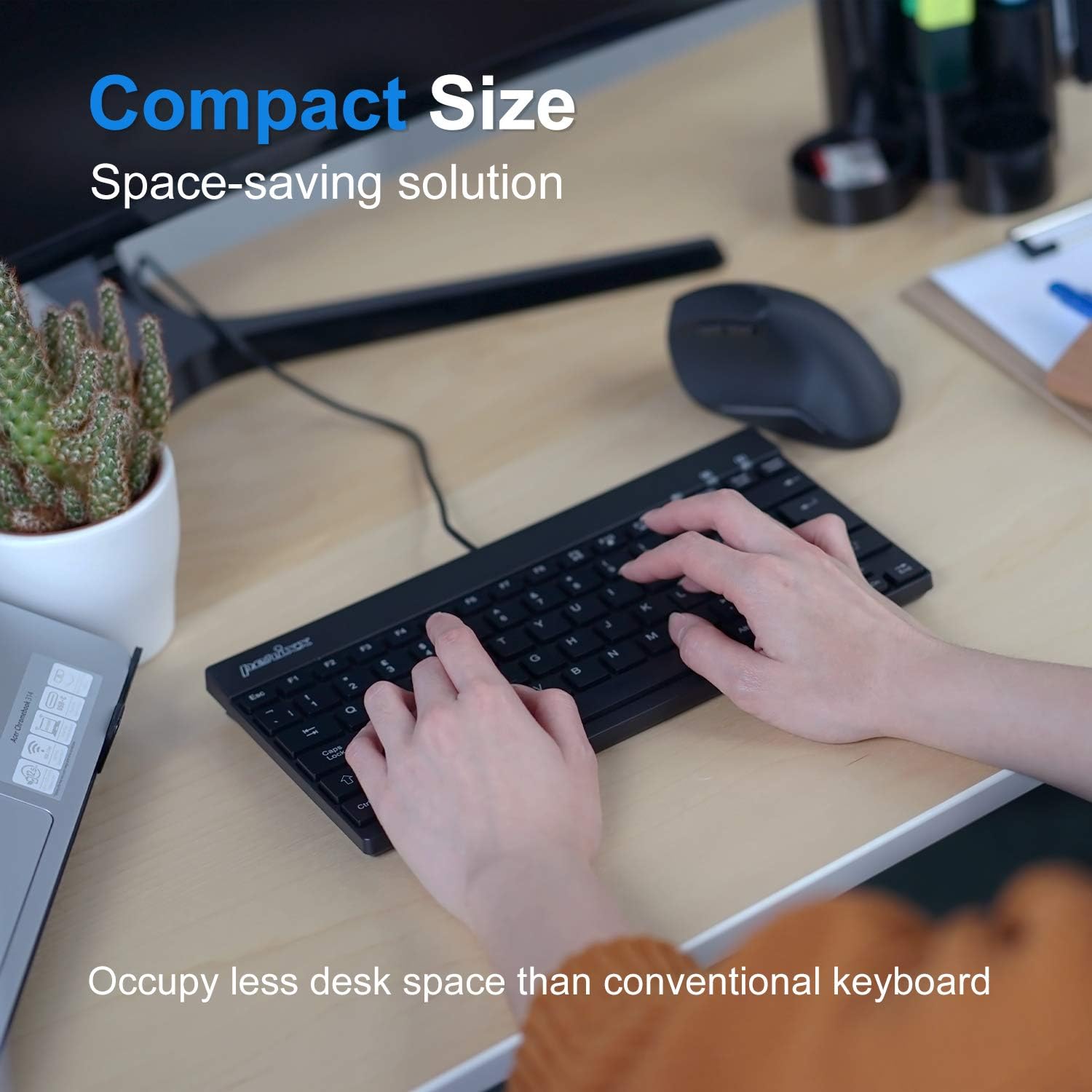 Perixx PERIBOARD-426 Wired Mini Low Profile Keyboard (Wired USB), US English Layout (11665)