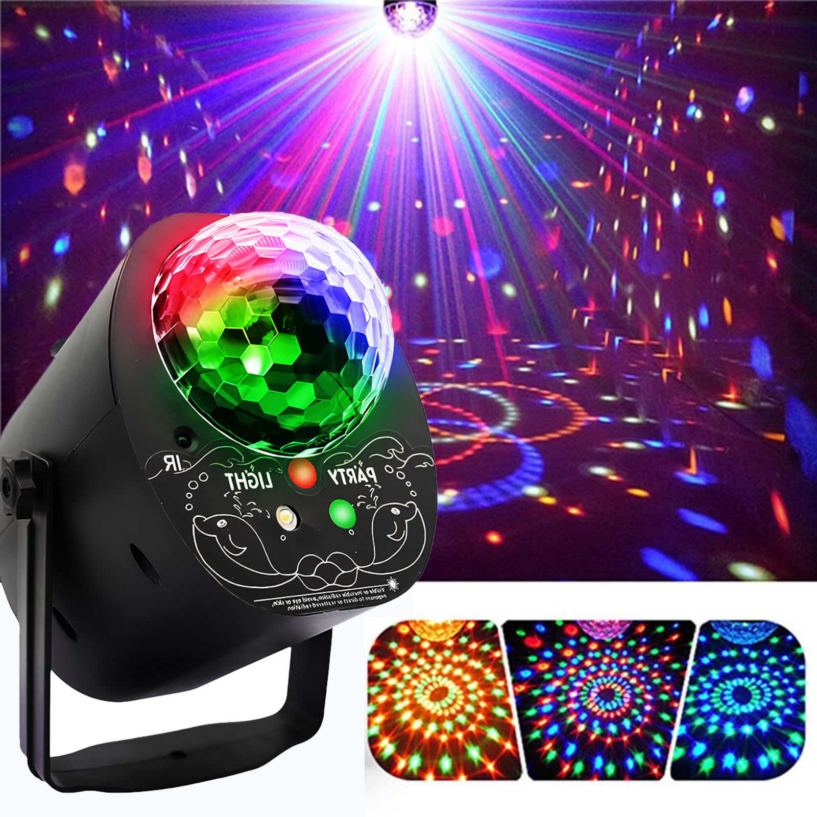 Luci discoteca,palla da discoteca,3 IN 1 Strobo Discoteca,360° rotante,con Telecomando,1 M Cavo USB,luci discoteca a ritmo di musica,per Famiglia, Festa Disco Bambini, Feste, Club, Matrimoni