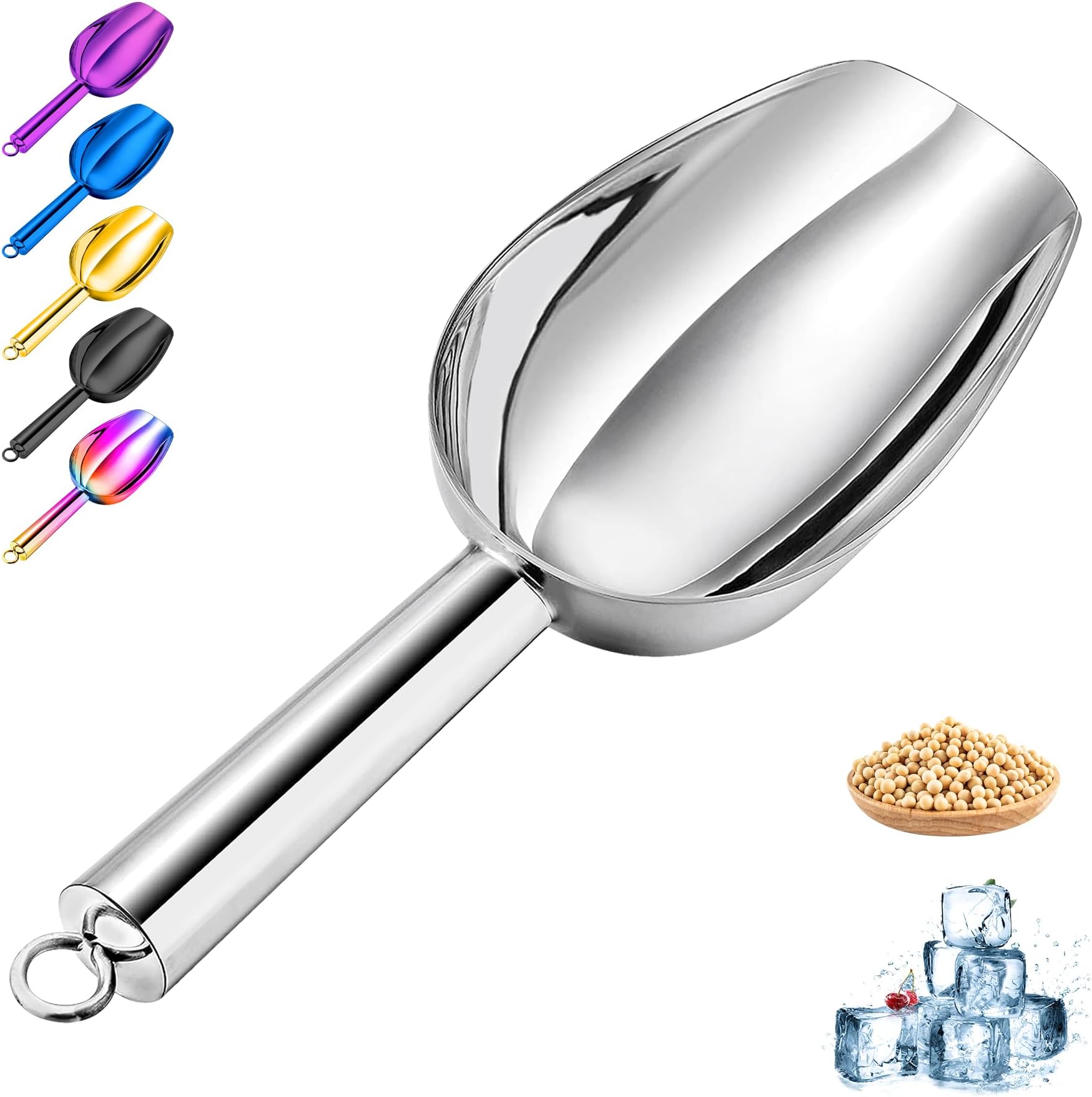 Metal Ice Scoop 10Oz, Small Stainless Steel Ice scooper for