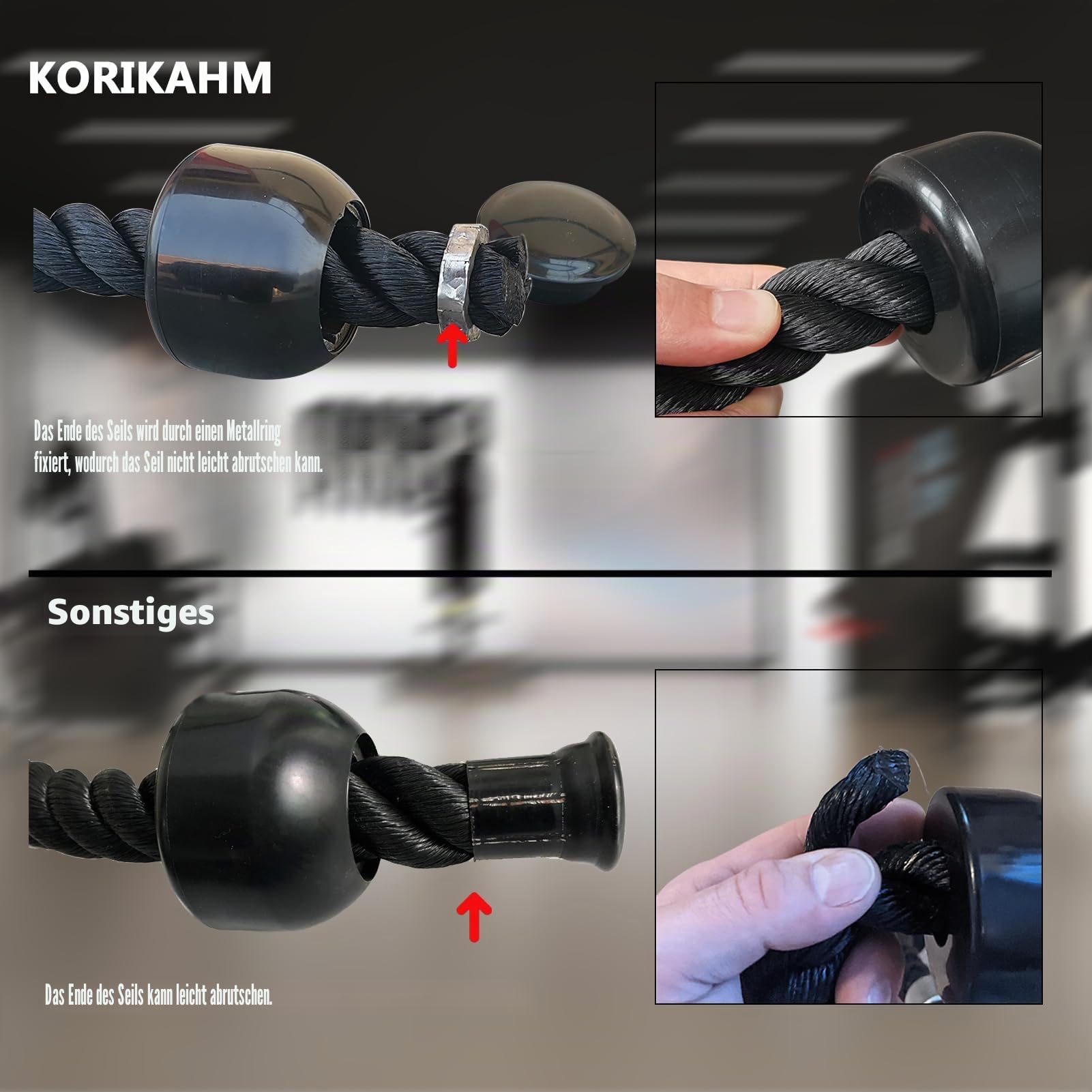 langes Triceps Seil, Seil Pull Down Befestigung 120/140/160cm, Tricep Pull Down Seil für Home Gym Riemenscheibe System, Kabelmaschine Befestigung