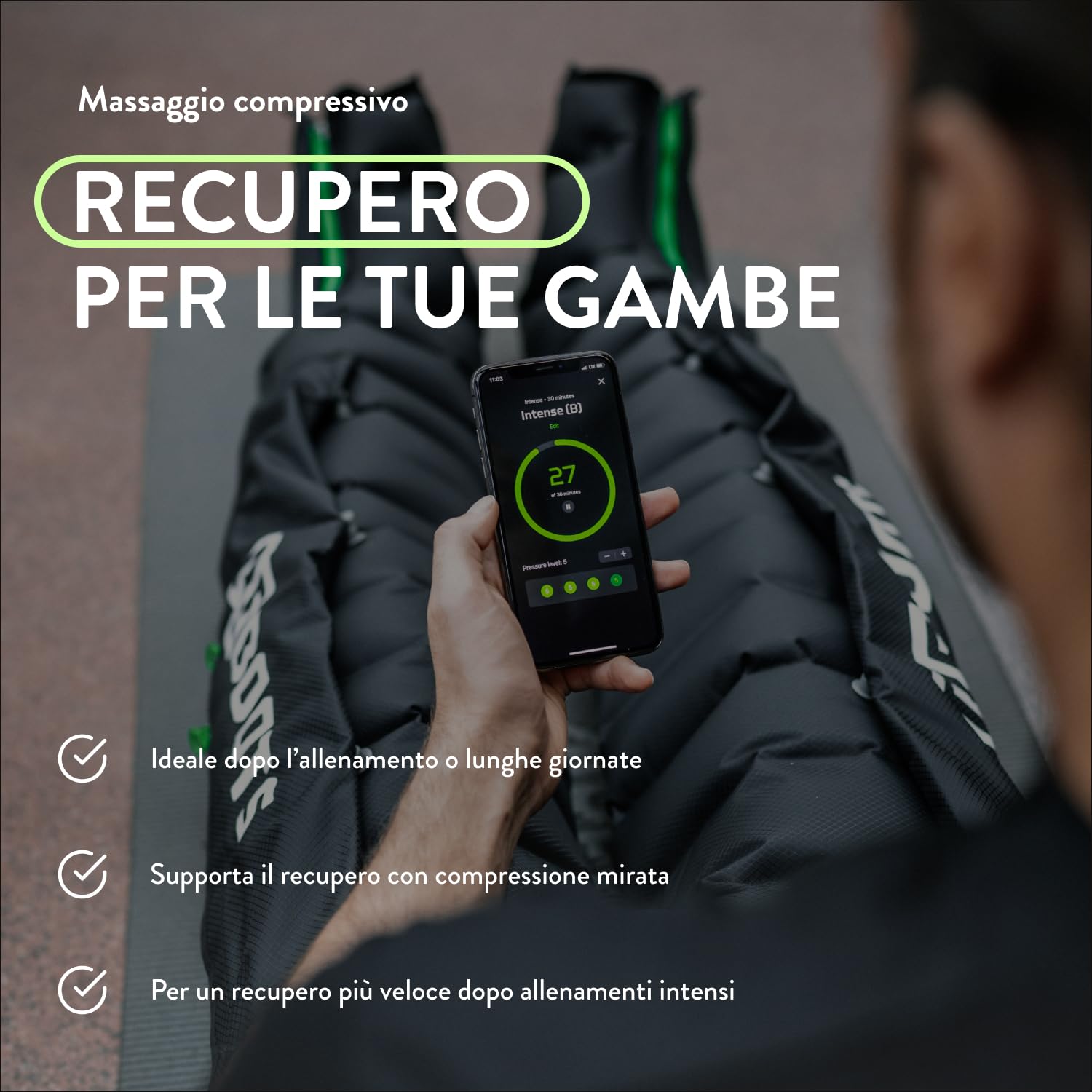 Go Lite Pants - Massaggiatore per gambe | 180 mmHg | 4 camere sovrapposte | per casa e in viaggio | L