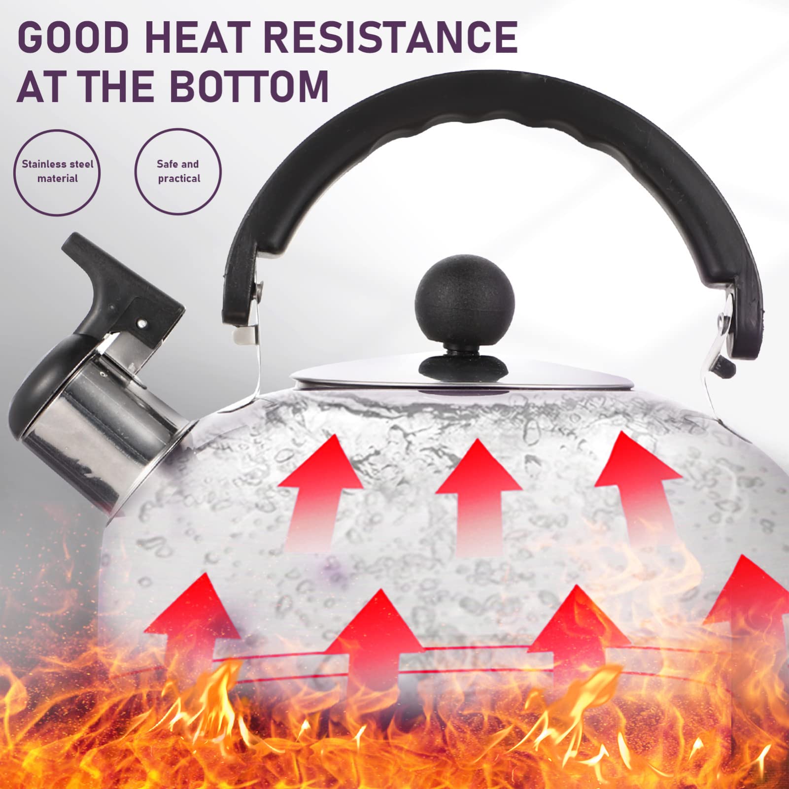 HEMOTON Practical Pot for Boiling Water Tea Kettle Flat Bottom Heat-resistant Kettle