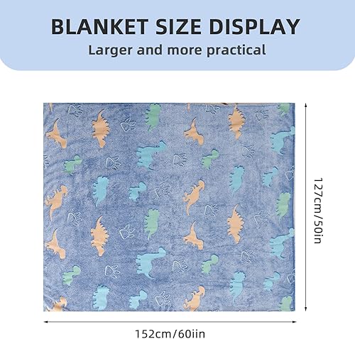 Miniatura 6 de GOSALISU Manta de dinosaurio que brilla en la oscuridad, de 50 x 60 pulgadas, manta luminosa de dinosaurio para niños y niñas, de 3, 4, 5, 6, 7, 8,