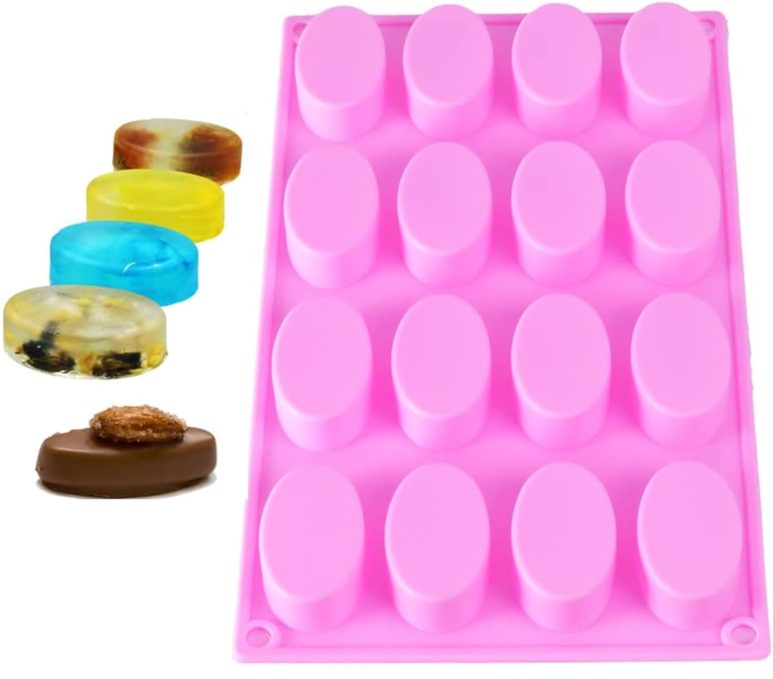 Bake House 16 Oval Cavities Guest Soap Sample Soap Lotion Bar Chocolate Candy Maker Silicone Mold 2.1x1.2x0.7-inch per Cavity 1oz-image-2