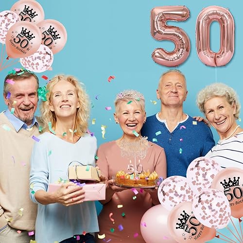 Miniatura 3 de Decoraciones de cumpleaños número 50 para mujer, incluyen banda y tiara de cumpleaños 50, adorno para pastel de cumpleaños y juego de velas número