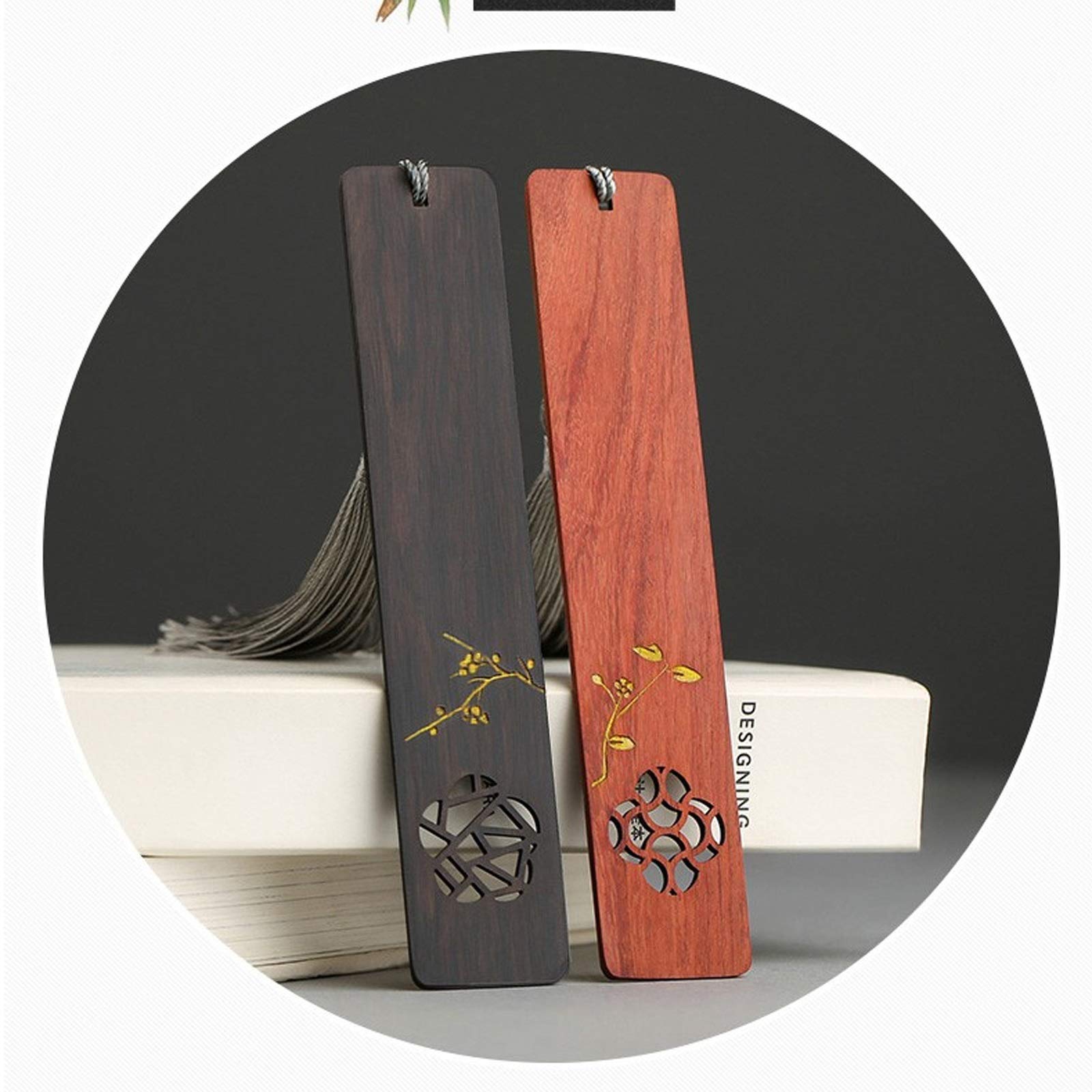 Lesezeichen Handgemachte antike hölzerne Lesezeichen Geschenkbox Set Holz-Lesezeichen mit schönen Quasten ist ein für Lehrer Studenten, Männer und Frauen praktische Geschenke Buch Markierungen