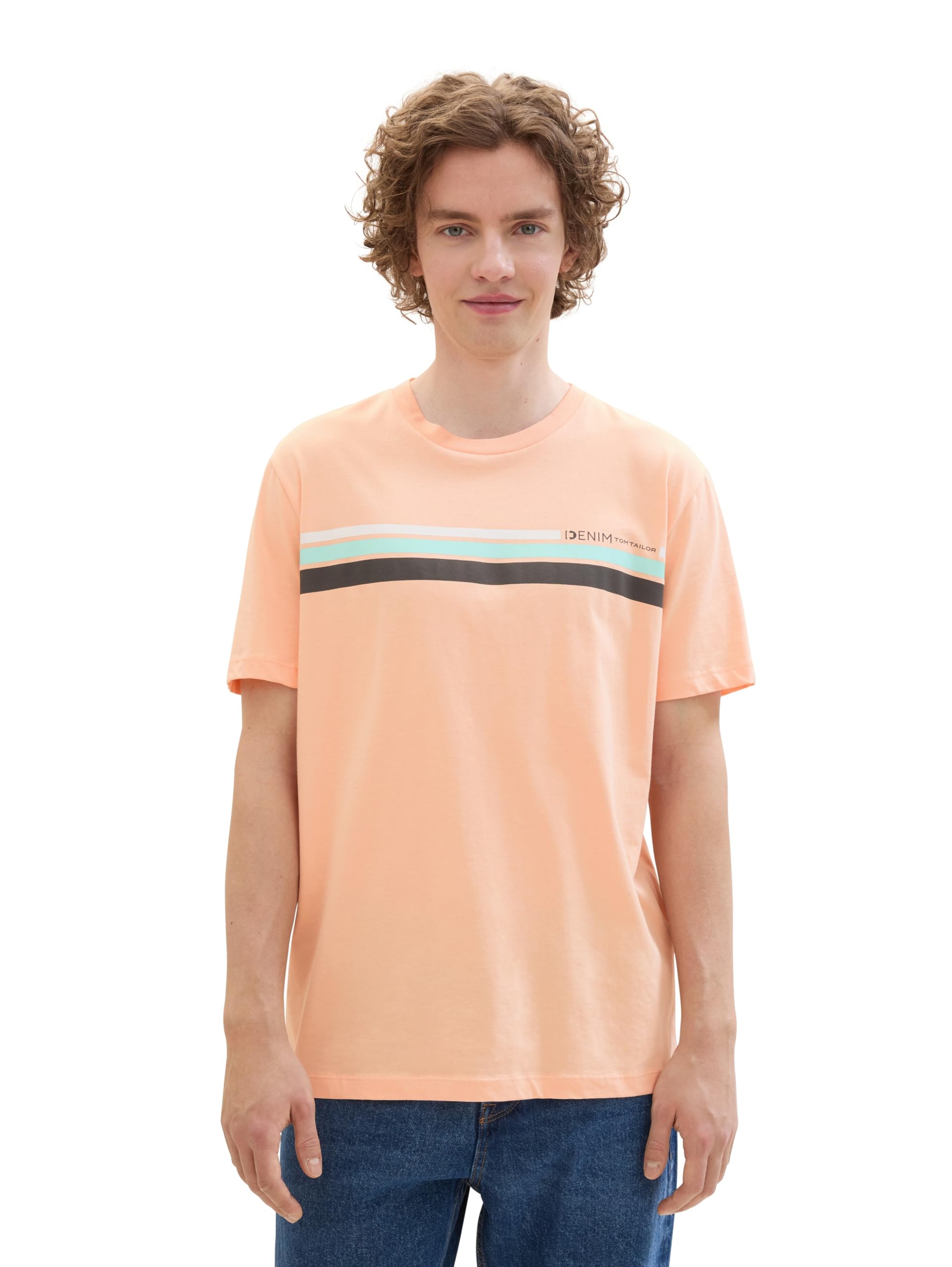 TOM TAILOR Denim Men's 1042072 T-Shirt, 31080-Sunny Apricot, XS
