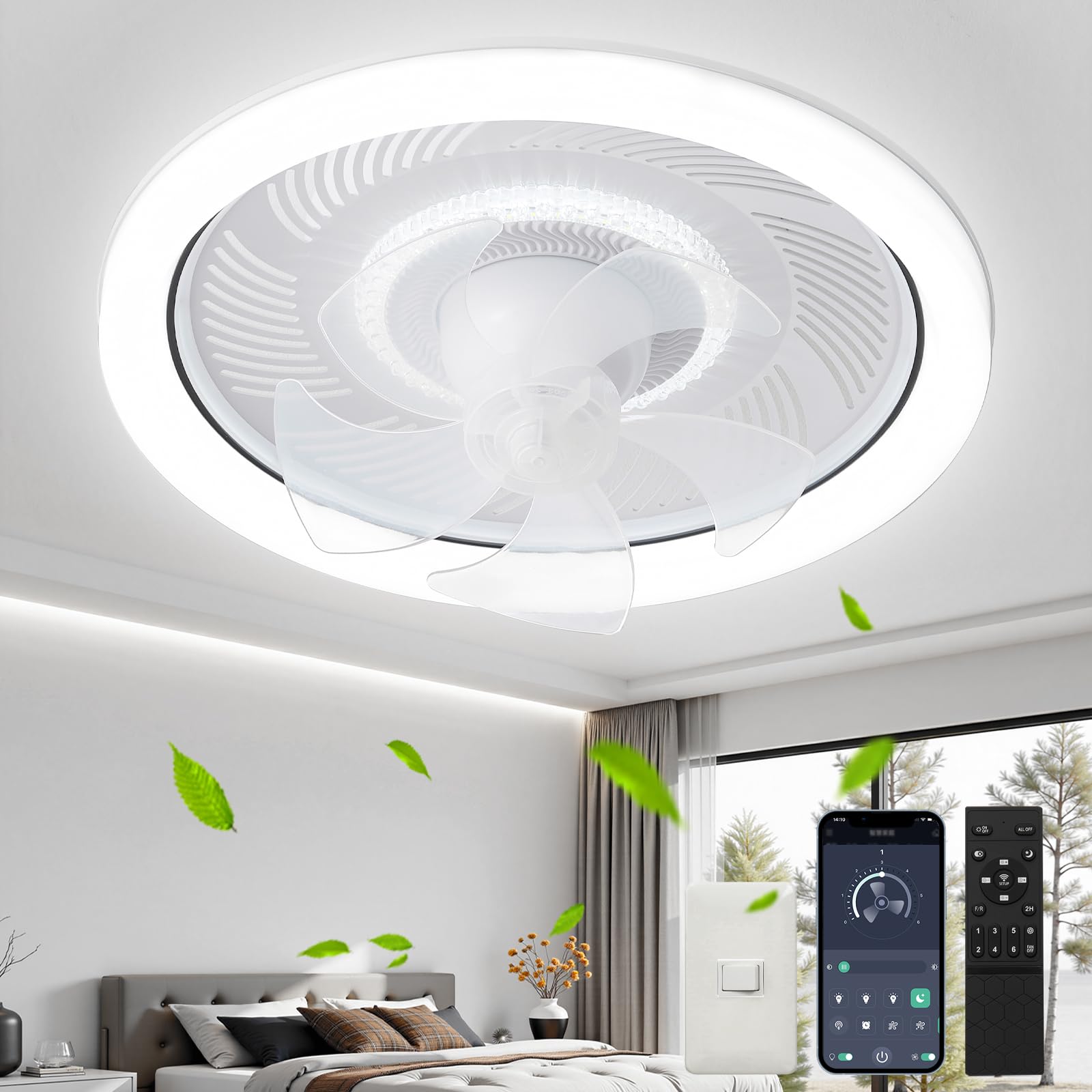 「スイング360°首振り＆正逆回転」シーリングファンライト led 首振り DCモーター シーリングライト ファン付きシーリングファン 扇風機 自動スイング 天井ライト 省エネ 無階段調光調色 6階段風量 タイマー機能 空気循環 静音 薄型 おしゃれ ~10畳リモコン付き 軽量 簡単取付 照明器具