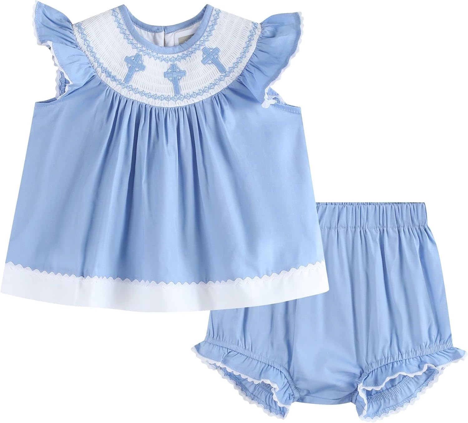 Lil cactus Girls Baby and Toddler Bunny Smocked Top and Bloomer 2pc Set - Spring Summer Cotton Outfit